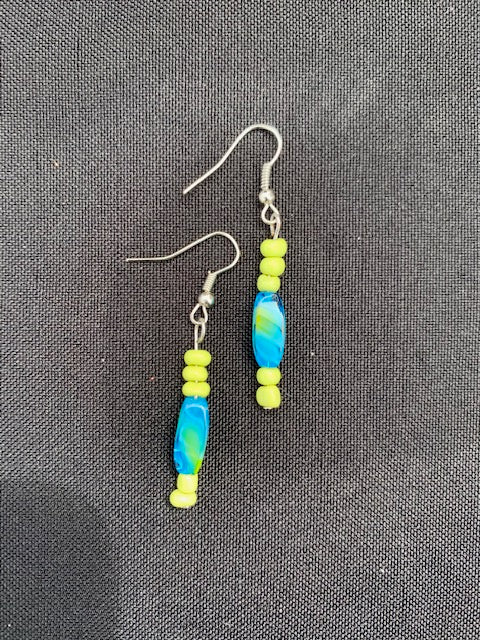 Beaded Teal Lime Drop